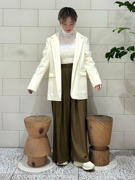 「骨格ウェーブ」｜「アイテム（その他アウター）」を使った、MINAMIさん（レディース・158cm）の秋コーディネート