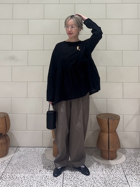 「URBAN RESEARCH（アーバンリサーチ）のdecor『デコール』　EYEWEAR ELLIPSE ROUND（メガネ、ゴールド系）」を使った、MINAMIさん（レディース・158cm）の秋コーディネート