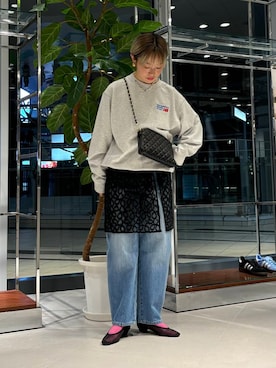 「アイテム（スウェット）」を使った、MINAMIさん（レディース・158cm）の夏コーディネート