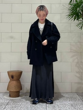 「アイテム（ピーコート）」を使った、MINAMIさん（レディース・158cm）の冬コーディネート