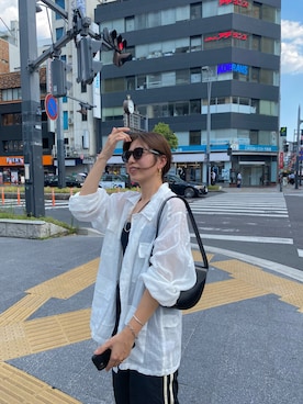 「サングラススタイル」｜「アイテム（ジャケット/アウター）」を使った、NAMAI_154cmさん（レディース・154cm）の夏コーディネート