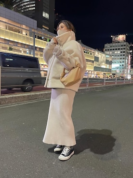 「BOTTEGA VENETA（ボッテガヴェネタ）のアイテム（バッグ）」を使った、NAMAI_154cmさん（レディース・154cm）の冬コーディネート