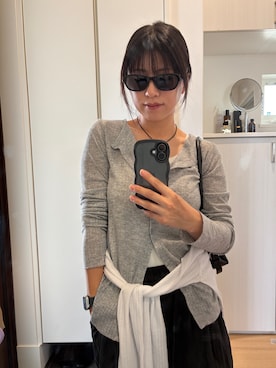 「SHENERY（シーナリー）のレイヤードPack Tee（Tシャツ/カットソー、グレー系）」を使った、NAMAI_154cmさん（レディース・154cm）の夏コーディネート