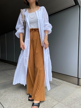 「ニットキャミソール」｜「アイテム（ワンピース/ドレス）」を使った、NAMAI_154cmさん（レディース・154cm）の夏コーディネート
