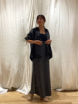 「フェイクレザー」｜「アイテム（その他アウター）」を使った、NAMAI_154cmさん（レディース・154cm）の秋コーディネート