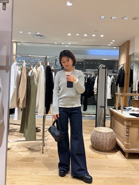 「SHENERY（シーナリー）のainode ﾌﾚｱﾃﾞﾆﾑ（デニムパンツ、ブルー系）」を使った、NAMAI_154cmさん（レディース・154cm）の冬コーディネート