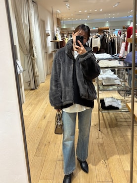 「アイテム（その他アウター、グレー系）」を使った、NAMAI_154cmさん（レディース・154cm）の秋コーディネート