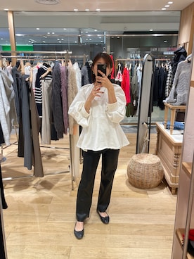 「ぺプラムトップス」｜「アイテム（スウェット）」を使った、NAMAI_154cmさん（レディース・154cm）の冬コーディネート
