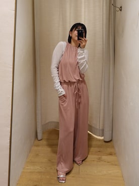 「SHENERY（シーナリー）のレイヤードPack Tee（Tシャツ/カットソー、グレー系）」を使った、NAMAI_154cmさん（レディース・154cm）の夏コーディネート