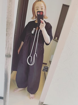 「ニコアンド」｜「アイテム（オールインワン・サロペット）」を使った、MOMOさん（レディース・151cm）の夏コーディネート