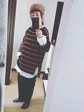 「ニコアンド」｜「アイテム（ニットキャップ/ビーニー）」を使った、MOMOさん（レディース・151cm）の秋コーディネート