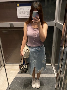 「Honeys（ハニーズ）のアイテム（タンクトップ）」を使った、キャミィさん（レディース・158cm）の夏コーディネート