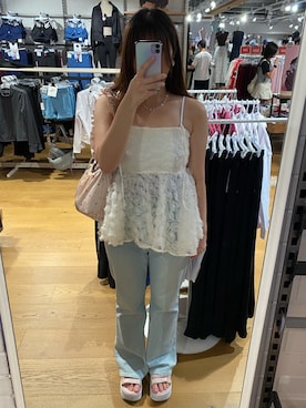 「アイテム（デニムパンツ）」を使った、キャミィさん（レディース・158cm）の夏コーディネート