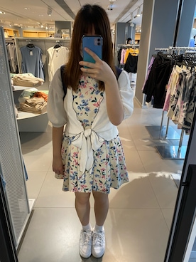 「one after another NICE CLAUP（ワンアフターアナザーナイスクラップ）のアイテム（アンサンブル）」を使った、キャミィさん（レディース・158cm）の夏コーディネート