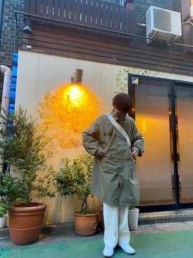 「ジャーマントレーナー」｜「アイテム（モッズコート）」を使った、pboxyさん（メンズ・174cm）の春コーディネート