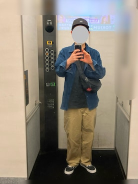 「HUF（ハフ）のアイテム（キャップ）」を使った、ケムマキさん（メンズ・172cm）の春コーディネート