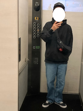 「HUF（ハフ）のアイテム（帽子）」を使った、ケムマキさん（メンズ・172cm）の春コーディネート