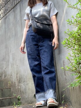 「ANATOMICA（アナトミカ）の【ANATOMICA】別注 618 MARILYN 13oz（デニムパンツ）」を使った、ayさん（レディース・155cm）の夏コーディネート