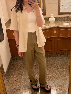 「THE SHINZONE（ザ　シンゾーン）のハイウエストチノパンツ（チノパンツ）」を使った、ayさん（レディース・155cm）の夏コーディネート