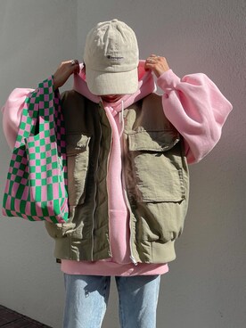 「フーディー」｜「アイテム（MA-1）」を使った、MIHOさん（レディース・152cm）の秋コーディネート