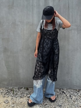 「低身長」｜「アイテム（ワンピース/ドレス）」を使った、MIHOさん（レディース・151cm）の夏コーディネート