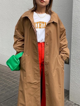 「秋トレンド2021」｜「アイテム（ステンカラーコート）」を使った、MIHOさん（レディース・152cm）の秋コーディネート