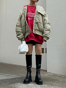 「秋トレンド2021」｜「アイテム（MA-1）」を使った、MIHOさん（レディース・152cm）の秋コーディネート