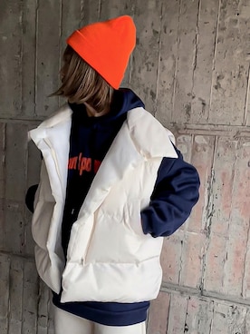 「DEVICE（デバイス）のアイテム（パーカー）」を使った、MIHOさん（レディース・152cm）の冬コーディネート