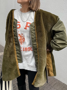 「etsinta（エシンタ）のアイテム（その他アウター）」を使った、MIHOさん（レディース・152cm）の冬コーディネート