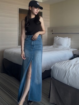 「アイテム（デニムスカート）」を使った、nattsu___さん（レディース・157cm・20代）の秋コーディネート