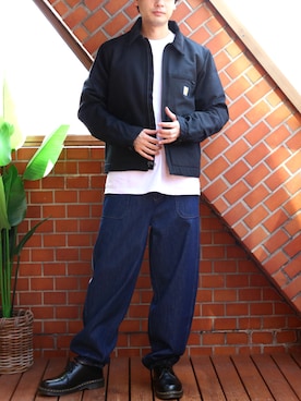 「アイテム（カバーオール）」を使った、8(eight)さん（メンズ・173cm）の秋コーディネート