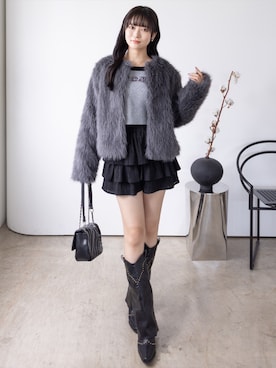 「アイテム（ノーカラージャケット、グレー系）」を使った、clear(クリア)さん（レディース・162cm）の秋コーディネート