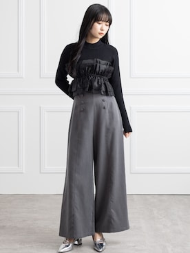 「CLEAR BASIC（クリアベーシック）のチュールドッキングリブニットトップス[大人 フェミニン 上品]≪AW新作≫（ニット/セーター）」を使った、clear(クリア)さん（レディース・162cm）の秋コーディネート