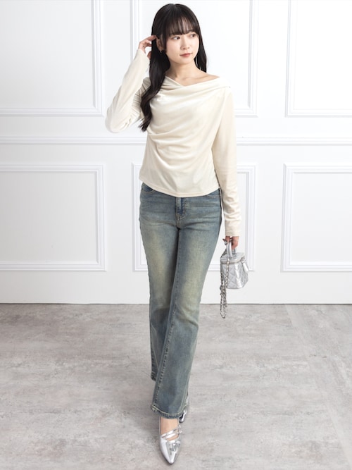 セール】【低身長対応／サイズ展開あり】ミドルライズフレアデニム