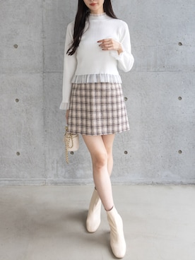 「アイテム（スカート、ベージュ系）」を使った、clear(クリア)さん（レディース・165cm）の冬コーディネート