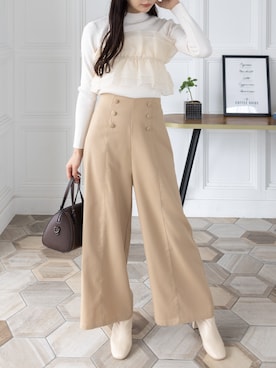 「CLEAR BASIC（クリアベーシック）のチュールドッキングリブニットトップス[大人 フェミニン 上品]≪AW新作≫（ニット/セーター）」を使った、clear(クリア)さん（レディース・165cm）の秋コーディネート