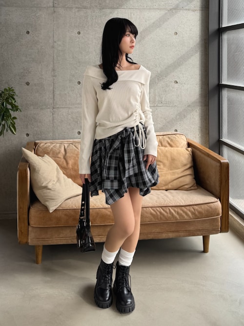 【AcneStudios】ウール混ミニラップスカートチェック柄装飾付き 楽天市場】TIME SALE/ブロックチェック 台形ミニスカート ウール