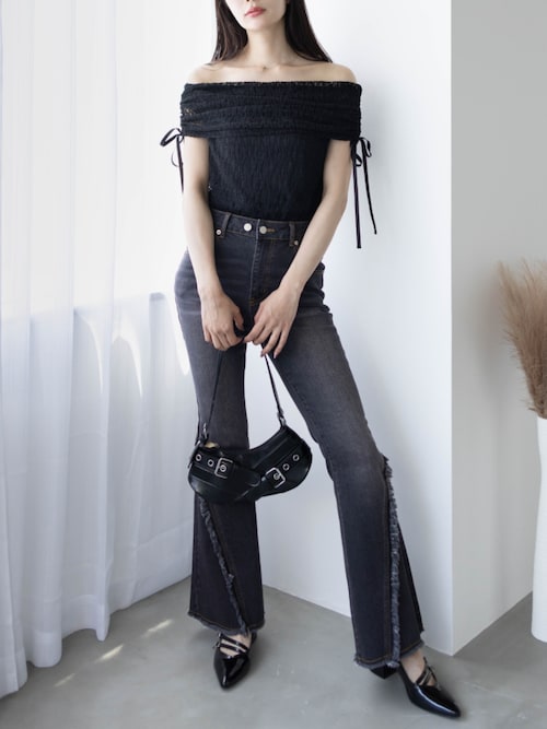 ファッションオブセッションジル♡ セール】サイドドロストレースオフショルカットソー[着回し抜群