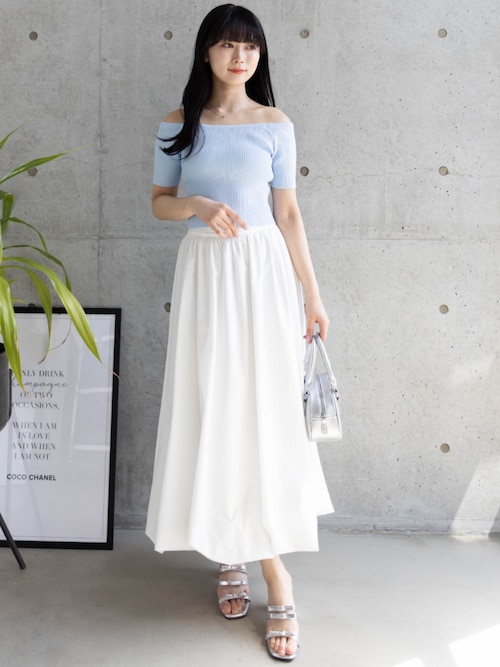 オフショル半袖ニットトップス [着回し力抜群 8色展開 カラバリ