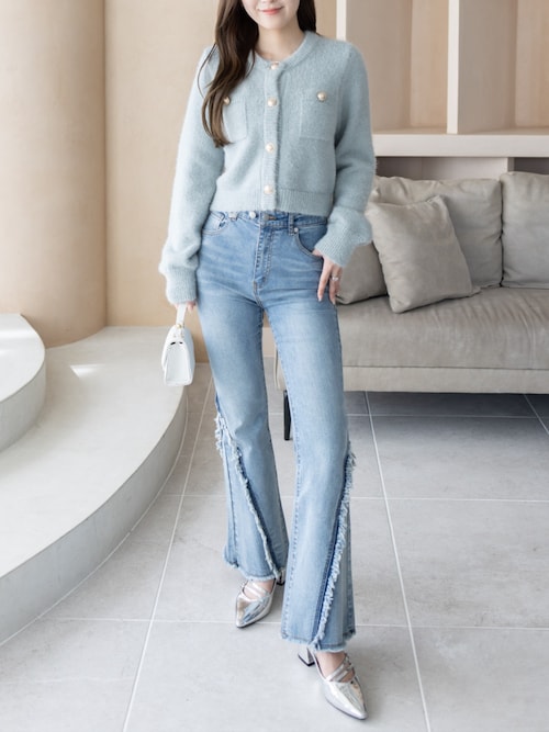 セール】ネコ毛シャギーニットカーディガン[大人 フェミニン 上品