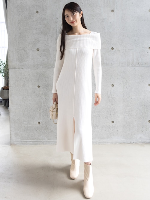 セール】オフショル風ニットワンピース[大人 フェミニン 上品]≪AW新作