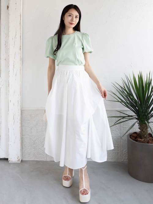 新品タグ付　DREAMY DUO スカート　ホワイト　フリー アンドイット and it_ ジョーゼットサイドプリーツロング