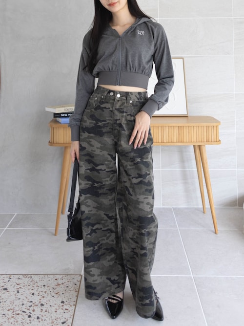 IMPRE STORE 迷彩柄カジュアルパンツ セール】【低身長用サイズ有】迷彩柄ワイドパンツ［韓国