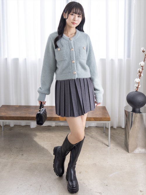 セール】ネコ毛シャギーニットカーディガン[大人 フェミニン 上品]≪AW