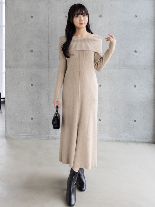 セール】オフショル風ニットワンピース[大人 フェミニン 上品]≪AW新作