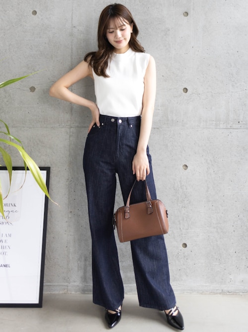 セール】ミラノリブノースリーブニットトップス [着回し力抜群