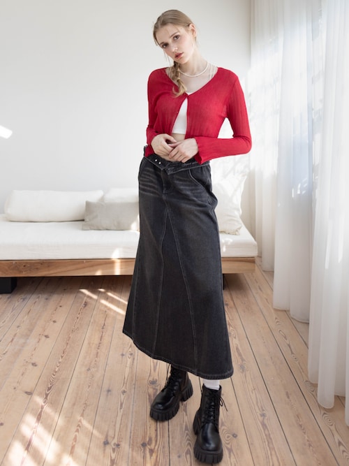 セール】【低身長用サイズ有】デニムフレアロングスカート [着回し力