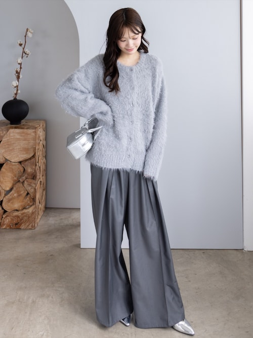 セール】グリッターフェザーニットロングカーディガン[オフィス