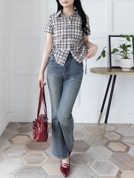 「アイテム（シューズ、レッド系）」を使った、clear(クリア)さん（レディース・162cm）の夏コーディネート