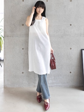 「アイテム（シューズ、レッド系）」を使った、clear(クリア)さん（レディース・162cm）の夏コーディネート